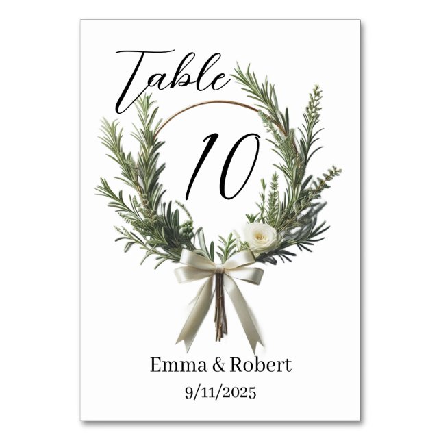 Minimalist Script Wedding Seating Plan Table Number (Back)