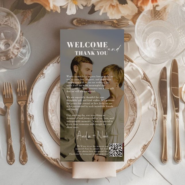 Minimalist Script Wedding Thank You Card QR Code (Creator Uploaded)