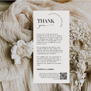 Minimalist Script Wedding Thank You Card QR Code