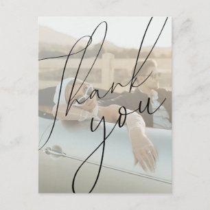 Minimalist Script Wedding Thank You Postcard
