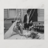 Minimalist Script Wedding Thank You Postcard