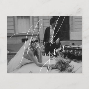 Minimalist Script Wedding Thank You Postcard