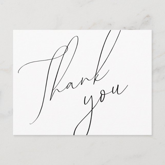 Minimalist Script Wedding Thank You Postcard (Front)