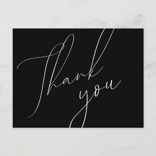 Minimalist Script Wedding Thank You Postcard (Front)