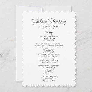 Minimalist Script Wedding Weekend Itinerary Card