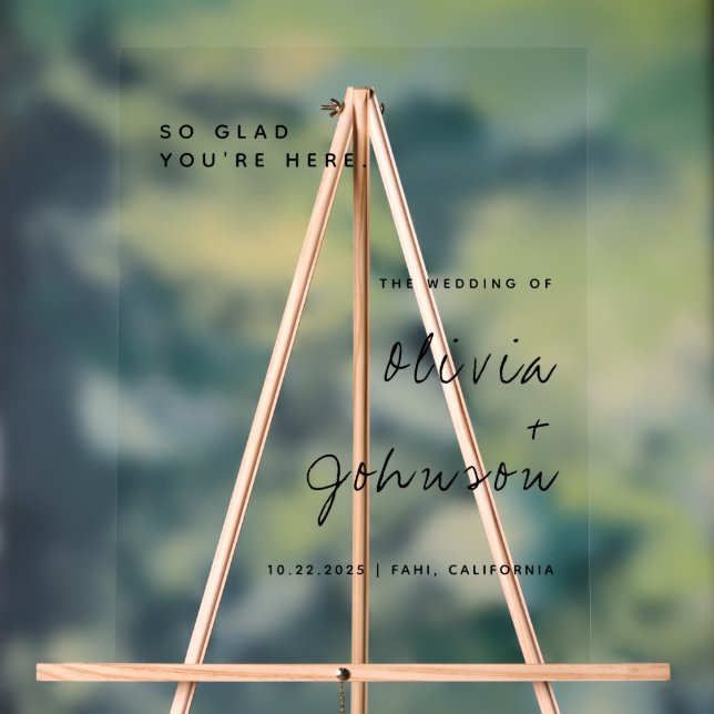 Minimalist Script Wedding Welcome Acrylic Sign (Neutral)