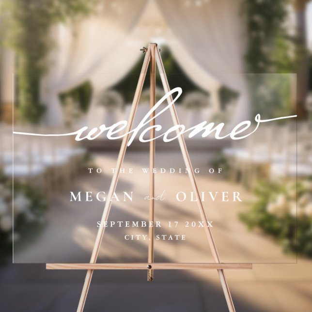 Minimalist Script Wedding Welcome Acrylic Sign (Creator Uploaded)