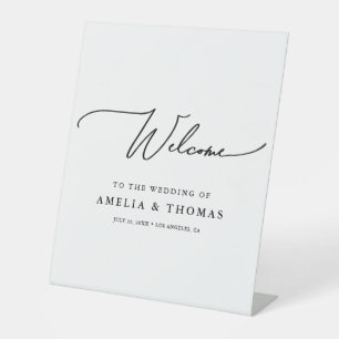 Minimalist Script Wedding Welcome Pedestal Sign