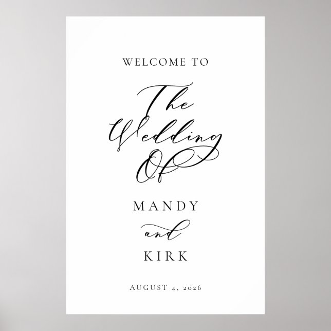 Minimalist Script Wedding Welcome Sign Banner (Front)