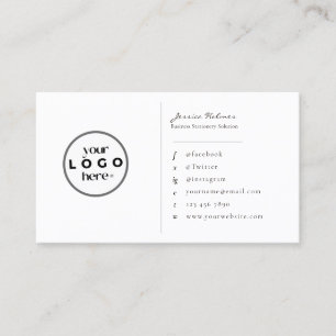 Minimalist Script White Custom Corporate Branding  Business Card