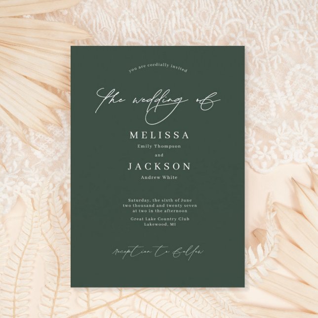 Minimalist scripted Sage Green Wedding Invitation (Creator Uploaded)