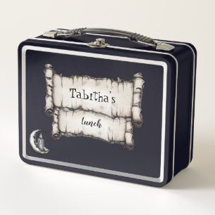 Minimalist Scroll and Moon Metal Lunch Box