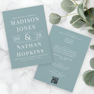 Minimalist Sea Glass All In One Wedding QR Code Invitation