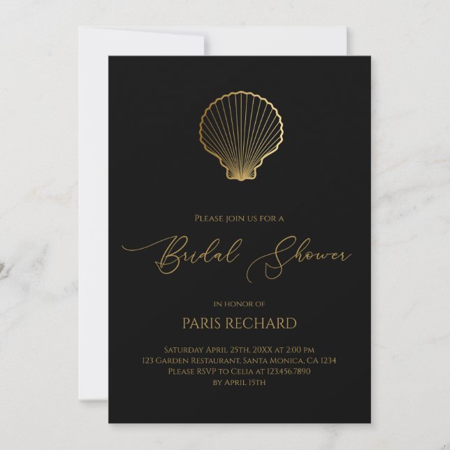  Minimalist Sea Shell Bridal Shower Invitation (Front)