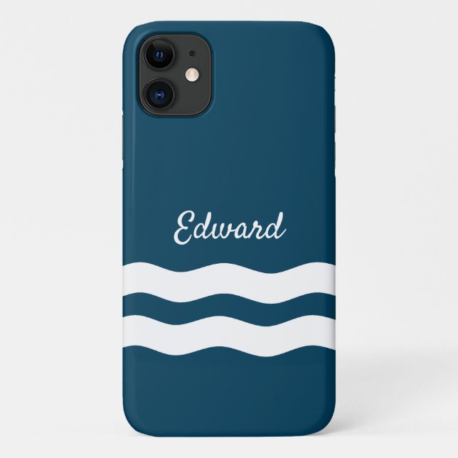 Minimalist Sea Waves Nautical Coastal Case-Mate iPhone Case (Back)