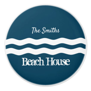 Minimalist Sea Waves Nautical Coastal Ceramic Knob