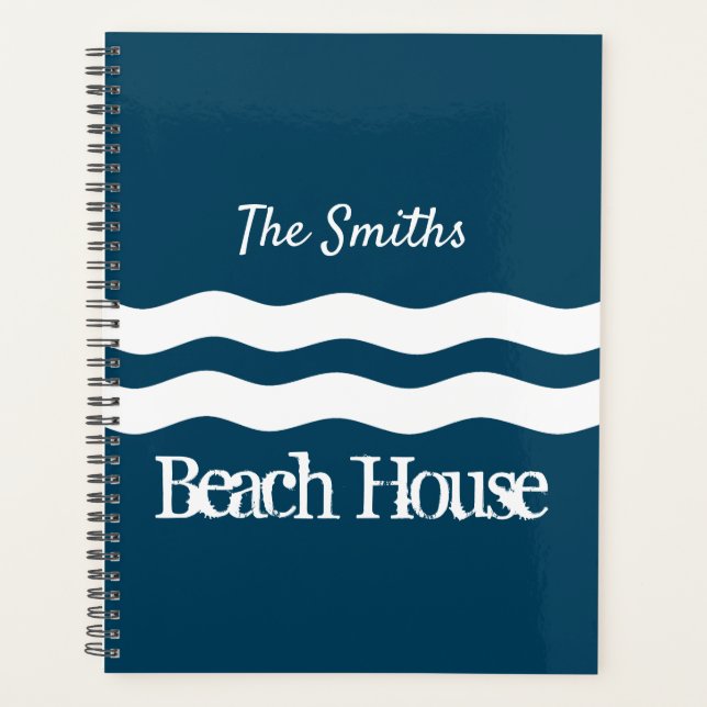 Minimalist Sea Waves Nautical Coastal Planner (Front)