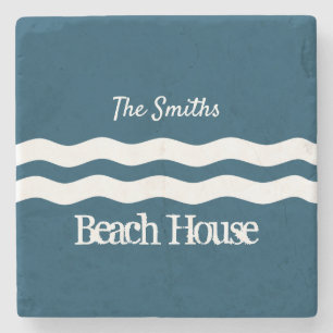 Minimalist Sea Waves Nautical Coastal Stone Coaster
