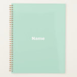 Minimalist seafoam mint green custom name or year  planner<br><div class="desc">Minimalist seafoam mint green custom name,  text,  monogram,  initials or year personalised Planner.
Custom white text on seafoam mint green plain solid colour background.</div>
