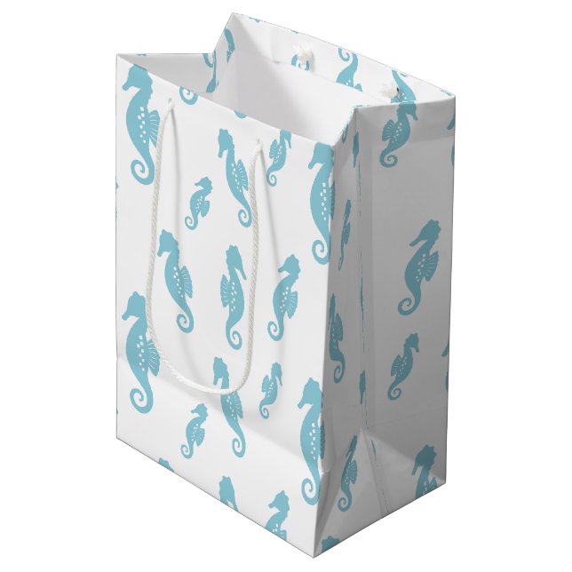 Minimalist Seahorse Ocean Seamless Pattern (1) Medium Gift Bag (Front Angled)
