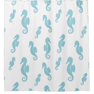 Minimalist Seahorse Ocean Seamless Pattern (1) Shower Curtain
