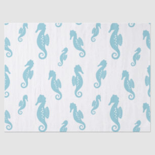 Minimalist Seahorse Ocean Seamless Pattern (1) Tissue Paper