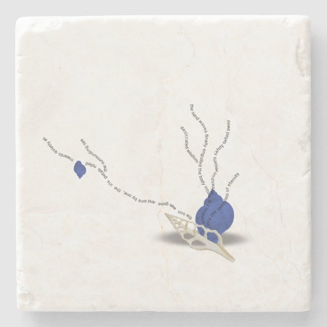 Minimalist seashell bouquet Ikebana sandglass poem Stone Coaster (Front)