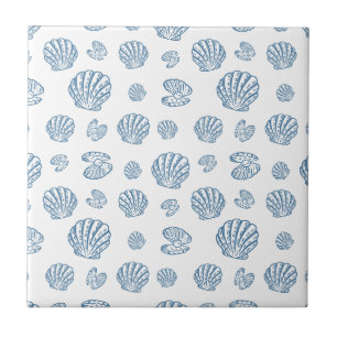 Minimalist Seashell Pearl Nautical Pattern Ceramic Tile
