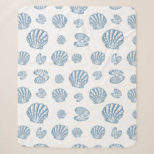 Minimalist Seashell Pearl Nautical Pattern Sherpa Blanket