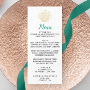 Minimalist Seashell Wedding Dinner Menu