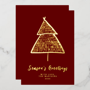 Minimalist Season's Greetings Christmas Tree Foil Holiday Card