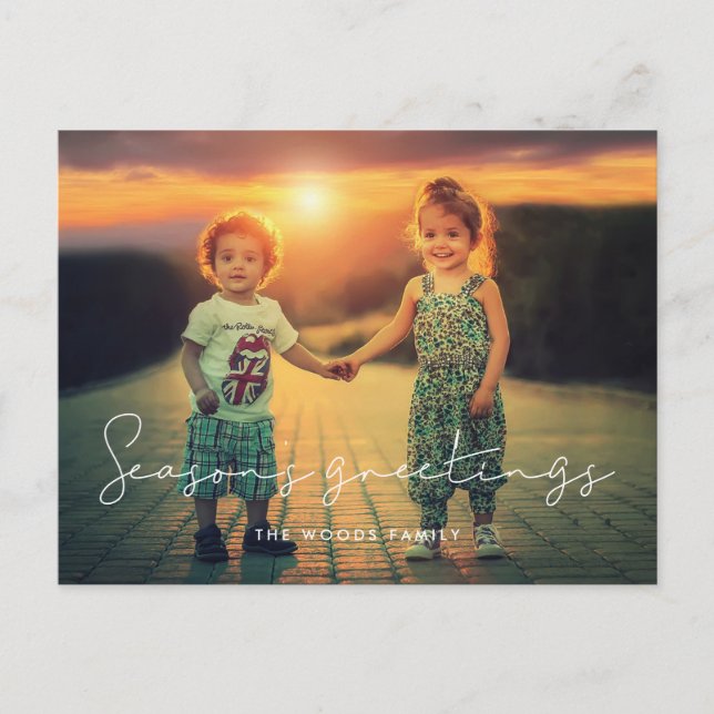 Minimalist Season's Greetings Holiday photo Postcard (Front)