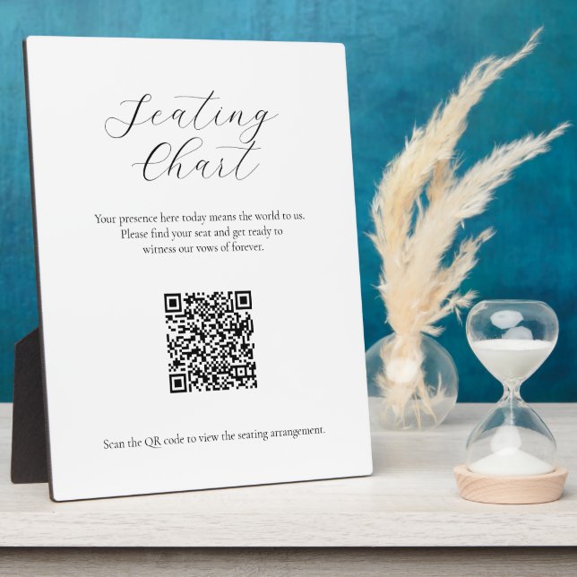 Minimalist Seating Chart Sign with QR Code Plaque (Side)