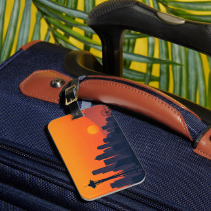 Minimalist Seattle Skyline at Sunset Modern Luggage Tag