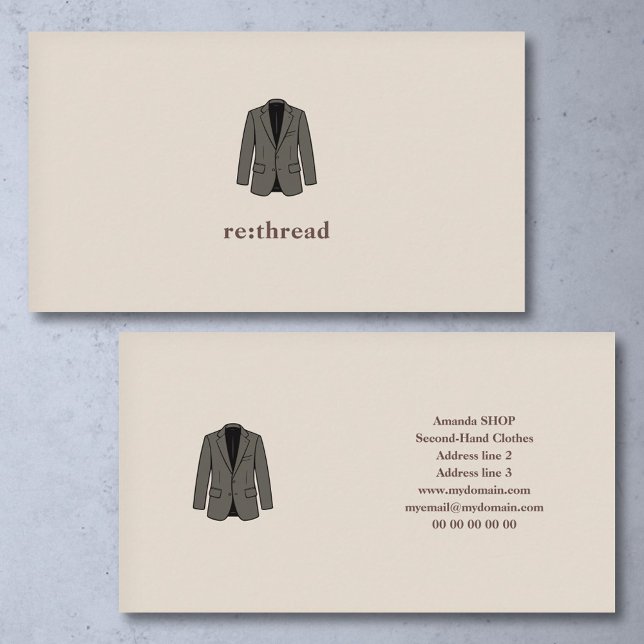 Minimalist Second-Hand Clothes Shop  Business Card (Minimalist Second-Hand Clothes Shop Business Card)
