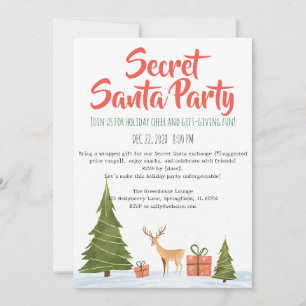 Minimalist Secret Santa Holiday Party Invitation