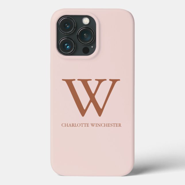 Minimalist serif monogram name plain blush pink  Case-Mate iPhone case (Back)