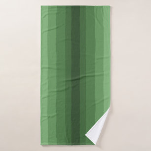 Minimalist Shades of Green Gradient Stripes  Bath Towel Set