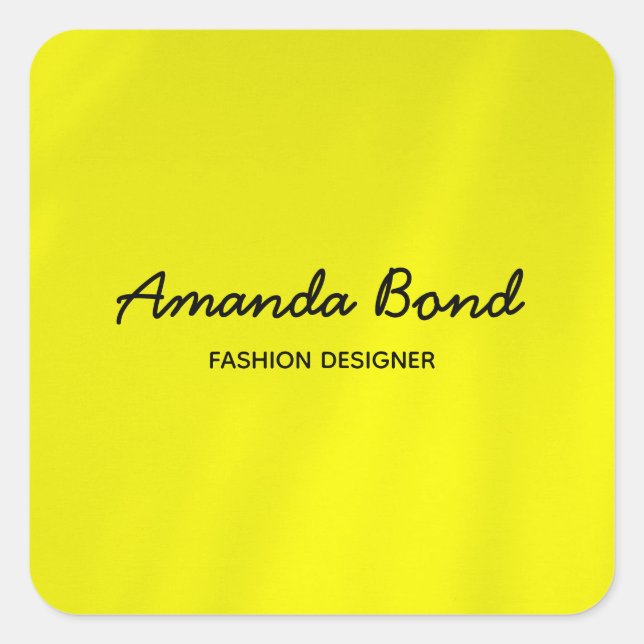 Minimalist shadow yellow custom square sticker (Front)
