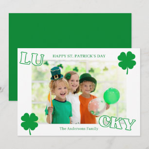 Minimalist Shamrock Photo St. Patrick's Day  Holiday Card