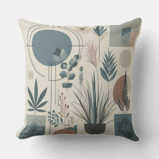Minimalist Shapes in Shade of Blue and Earthtones Cushion
