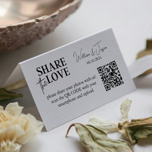 Minimalist Share The Love Qr Code Wedding Photos Business Card