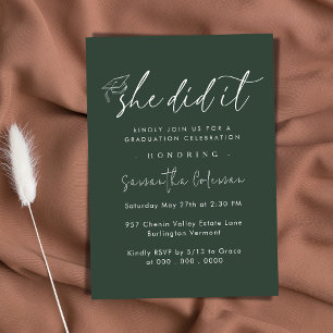 Minimalist She Did it Modern Graduation Party Invitation