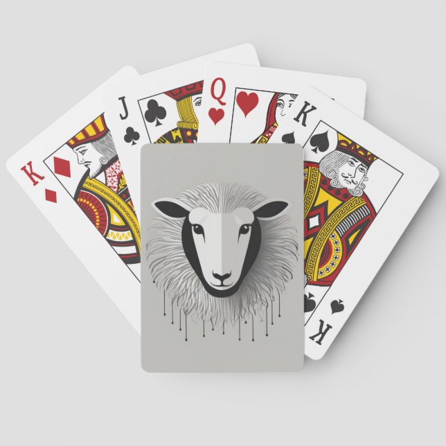 Minimalist Sheep Design Playing Cards (Back)
