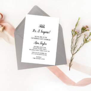 Minimalist Shhh It's a Surprise Retirement Party Invitation