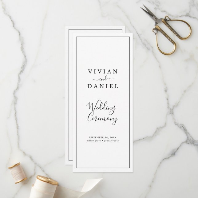 Minimalist Short Order Of Service Wedding Program (Front/Back In Situ)