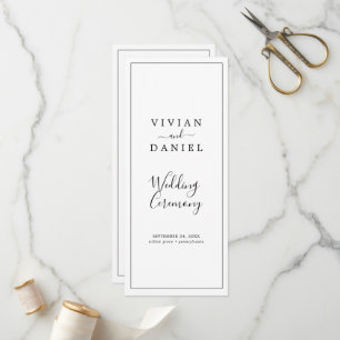 Minimalist Short Order Of Service Wedding Program