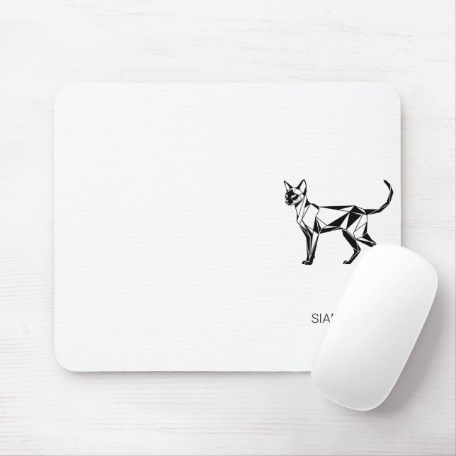Minimalist Siamese Cat Geometric Mouse Pad (With Mouse)