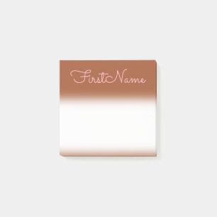 Minimalist Sienna Background + Light Pink Name Post-it Notes