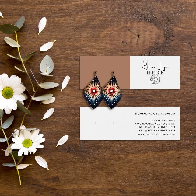 Minimalist Sienna Brown White Logo Earring Display (Creator Uploaded)